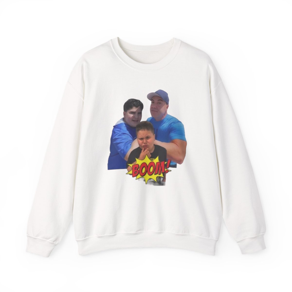 Family Photo Pop Art Crewneck Sweatshirt | BOOM Comic Graphic Big Justice & A.J. Befumo